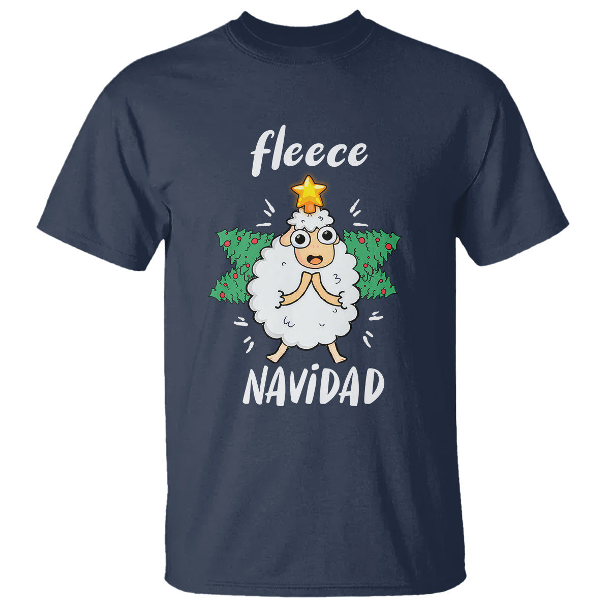 fleece-navidad-cute-sheep-christmas-lights-t-shirt