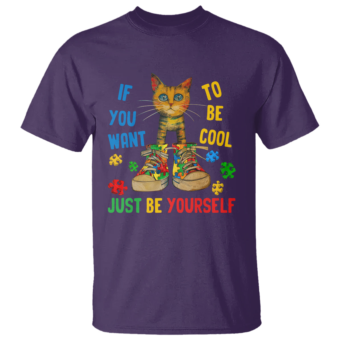 autism-awareness-t-shirt-funny-cat-if-you-want-to-be-cool-just-be-yourself-puzzle-shoe