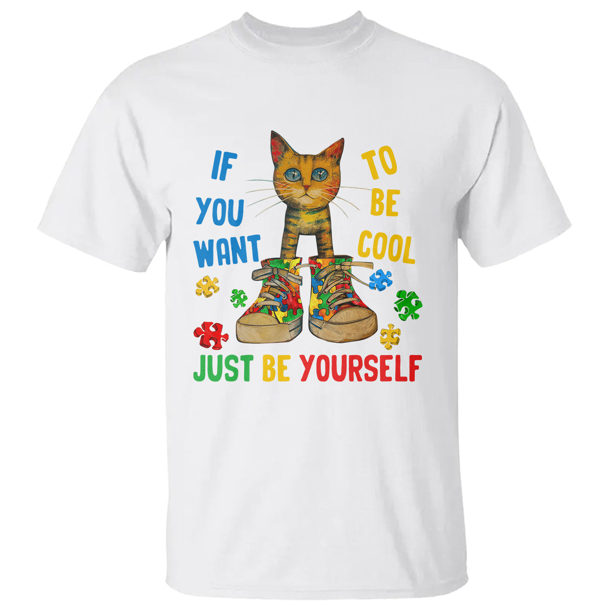 autism-awareness-t-shirt-funny-cat-if-you-want-to-be-cool-just-be-yourself-puzzle-shoe