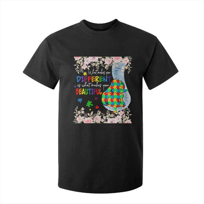 Autism Support T Shirt For Kid What Makes You Different Is What Makes You Beautiful Autistic Elephant Mom