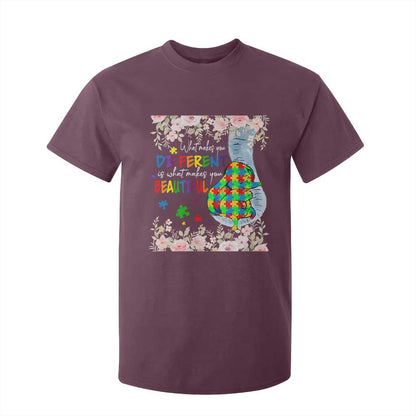 Autism Support T Shirt For Kid What Makes You Different Is What Makes You Beautiful Autistic Elephant Mom