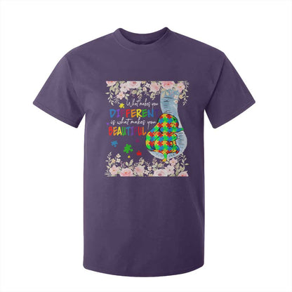 Autism Support T Shirt For Kid What Makes You Different Is What Makes You Beautiful Autistic Elephant Mom