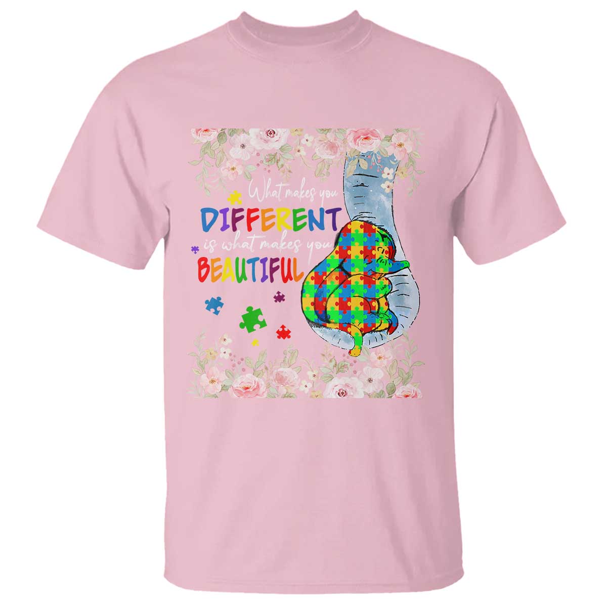 Autism Support T Shirt What Makes You Different Is What Makes You Beautiful Autistic Elephant Mom
