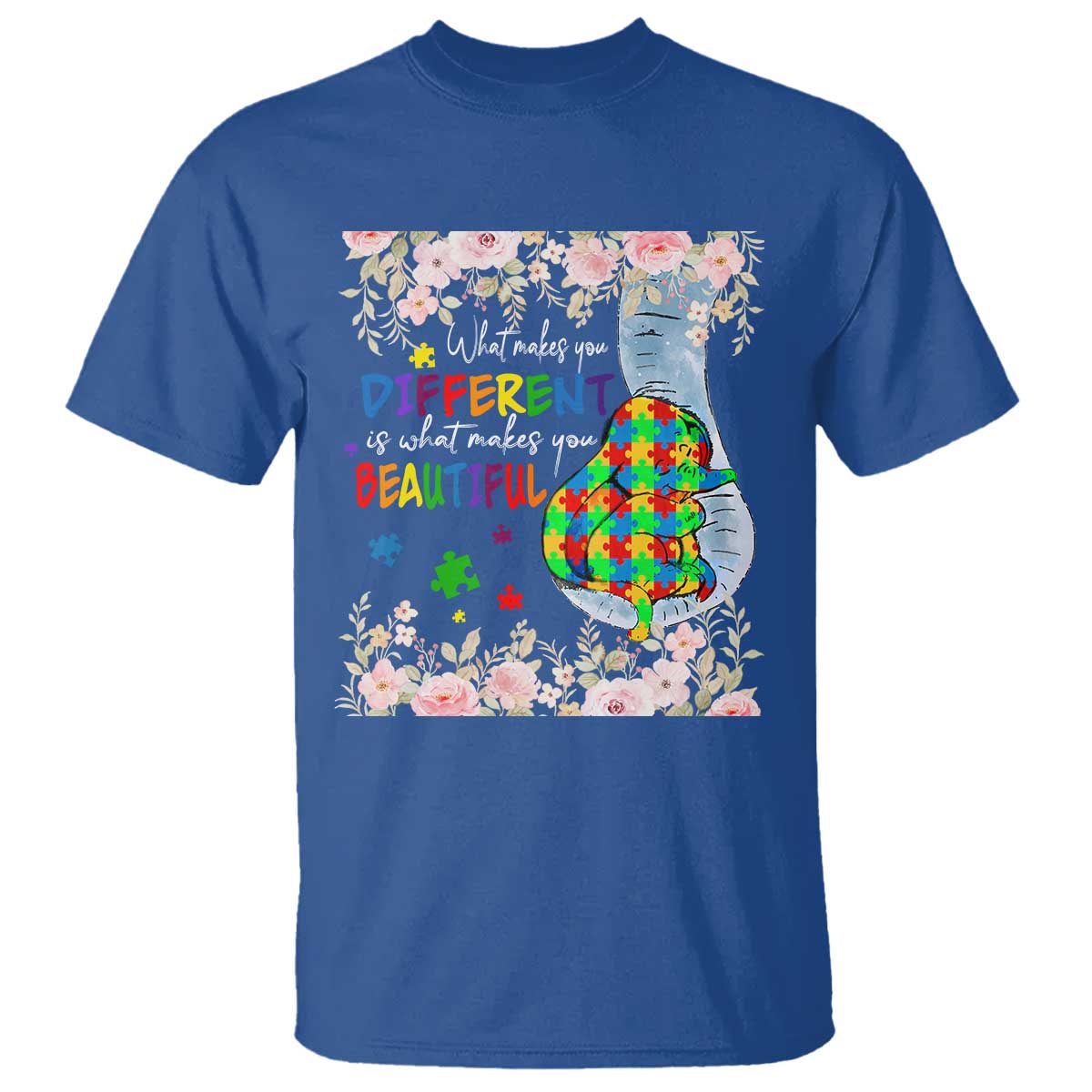 Autism Support T Shirt What Makes You Different Is What Makes You Beautiful Autistic Elephant Mom