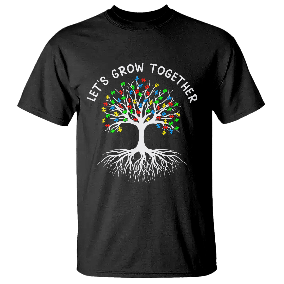 autism-awareness-t-shirt-lets-grow-together-puzzle-flowers