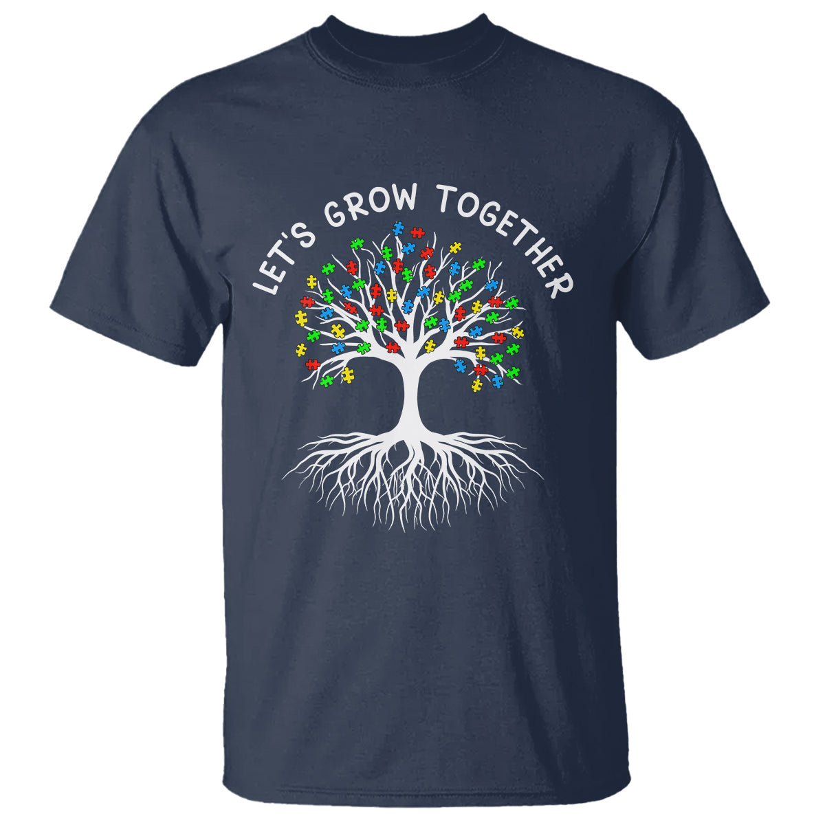 autism-awareness-t-shirt-lets-grow-together-puzzle-flowers