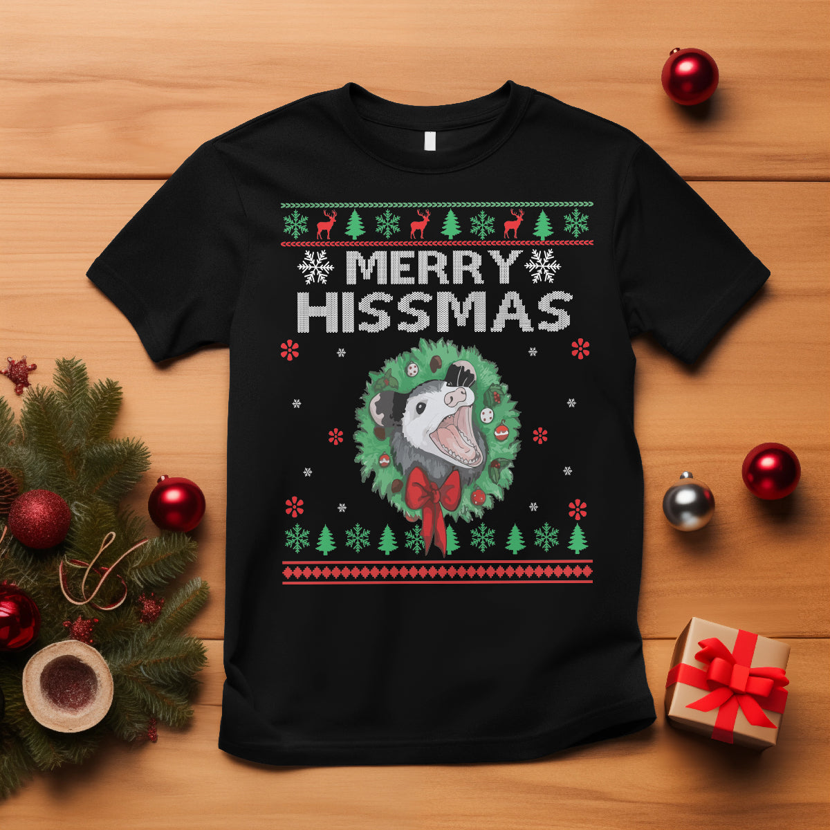 merry-hissmas-possum-lovers-opossum-christmas-t-shirt