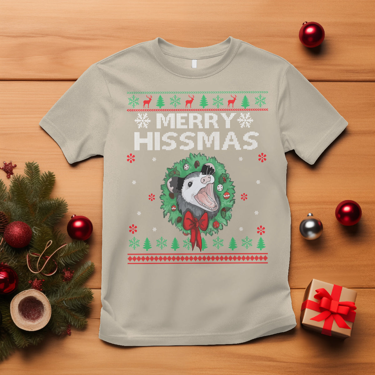 merry-hissmas-possum-lovers-opossum-christmas-t-shirt