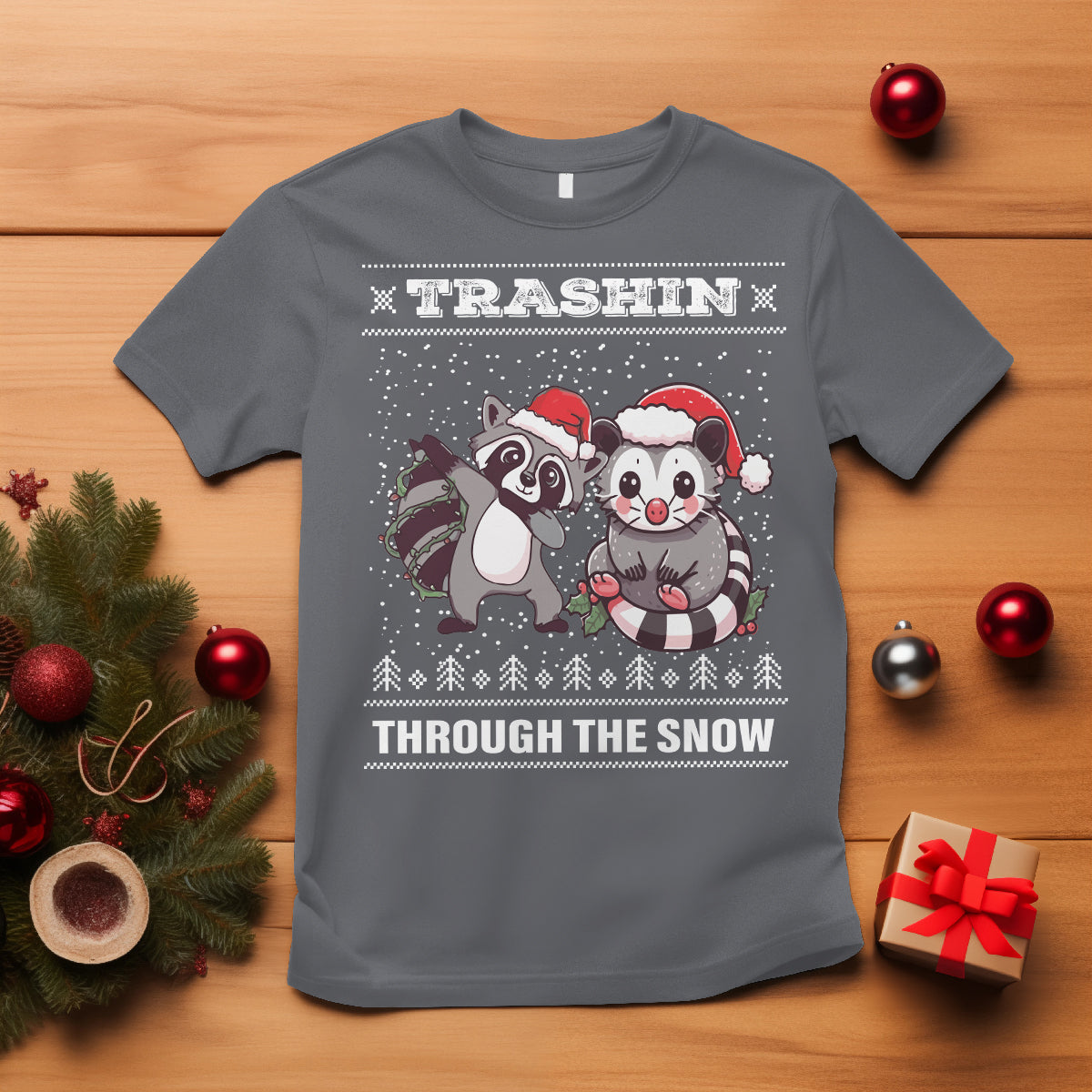 christmas-t-shirt-trashin-through-the-snow-garbage-gang-opossum-raccoon-santa-hat