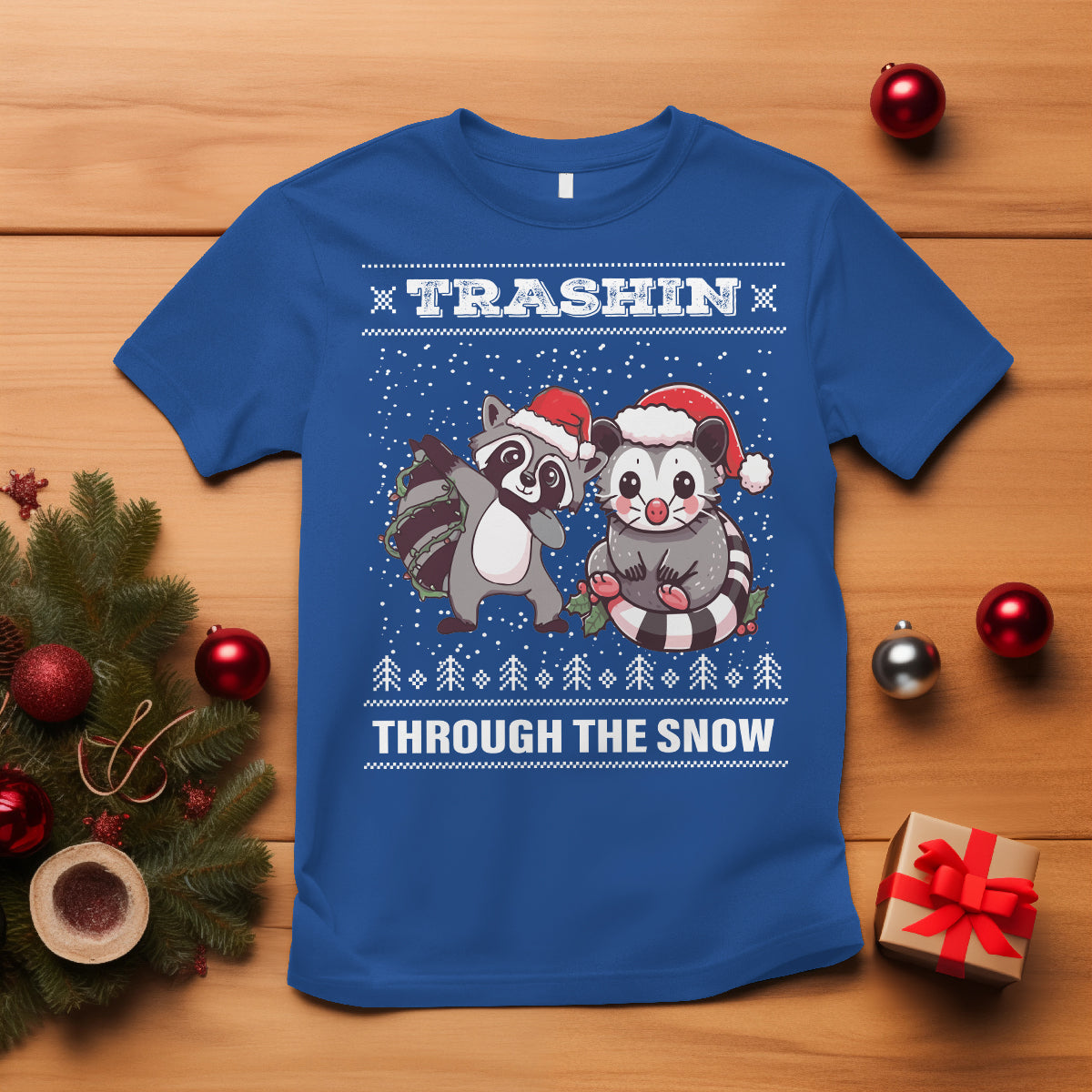christmas-t-shirt-trashin-through-the-snow-garbage-gang-opossum-raccoon-santa-hat