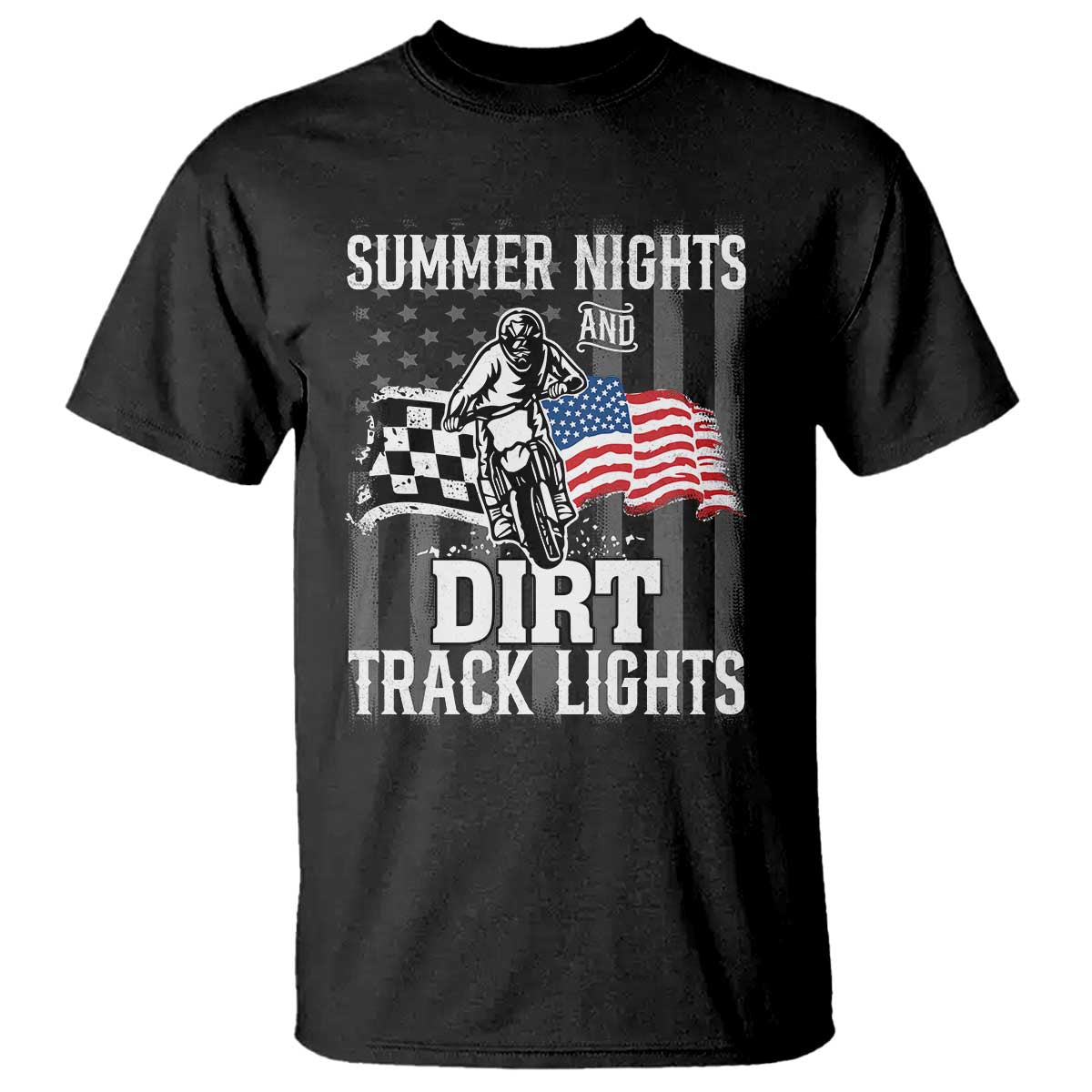 dirt-bike-t-shirt-summer-nights-dirt-track-lights-racing