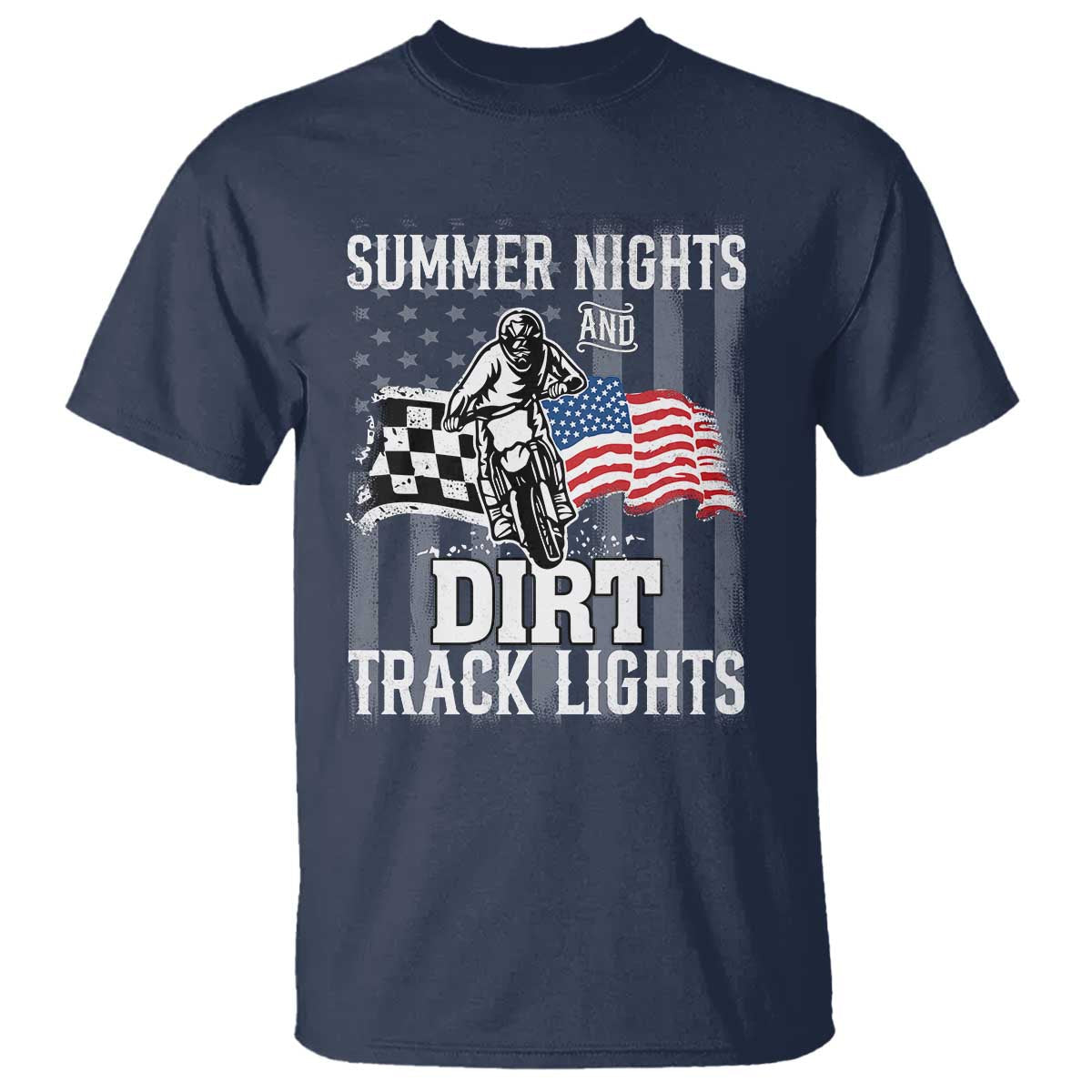 dirt-bike-t-shirt-summer-nights-dirt-track-lights-racing