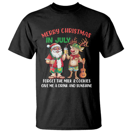 funny-christmas-in-july-t-shirt-give-me-a-drink-and-sunshine