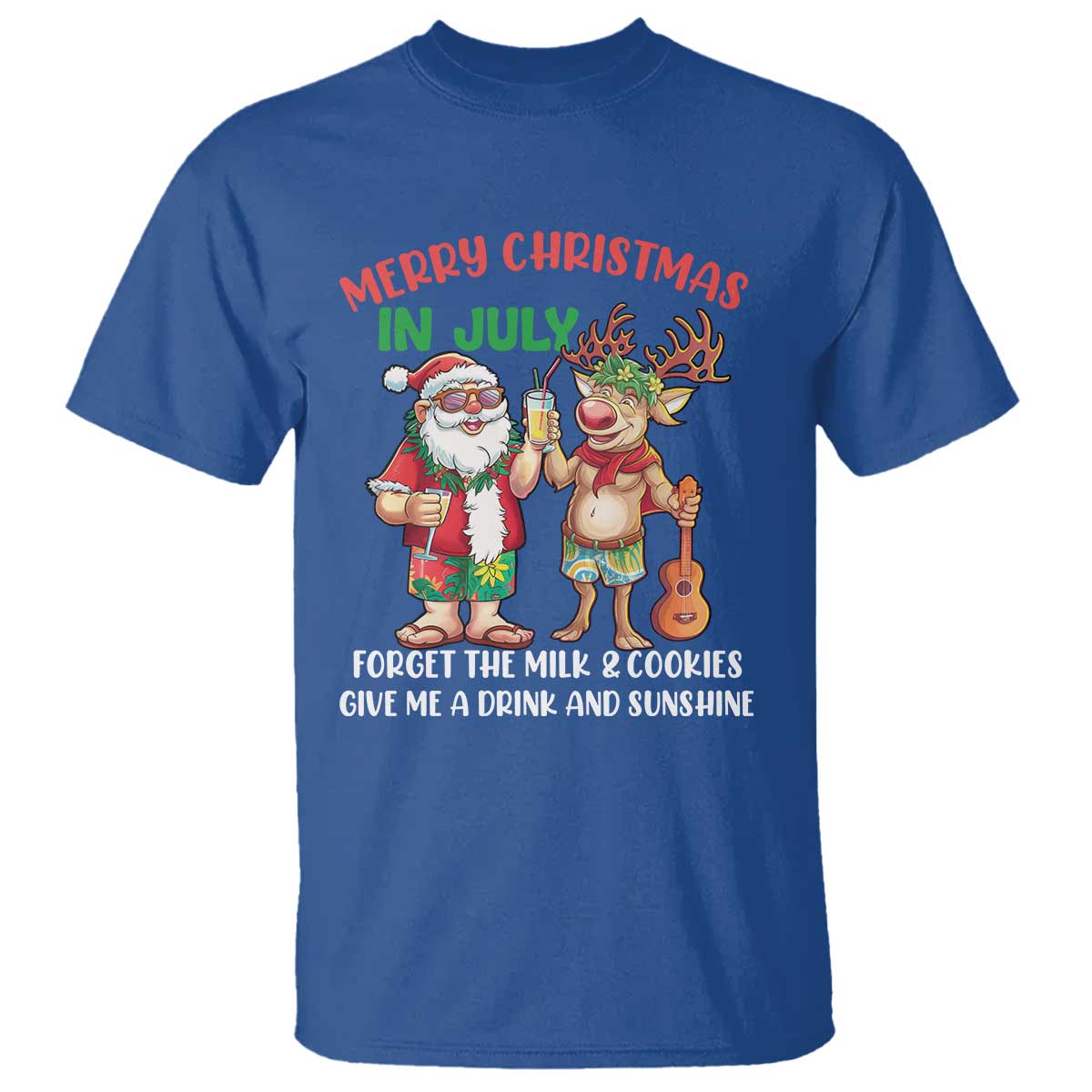 funny-christmas-in-july-t-shirt-give-me-a-drink-and-sunshine