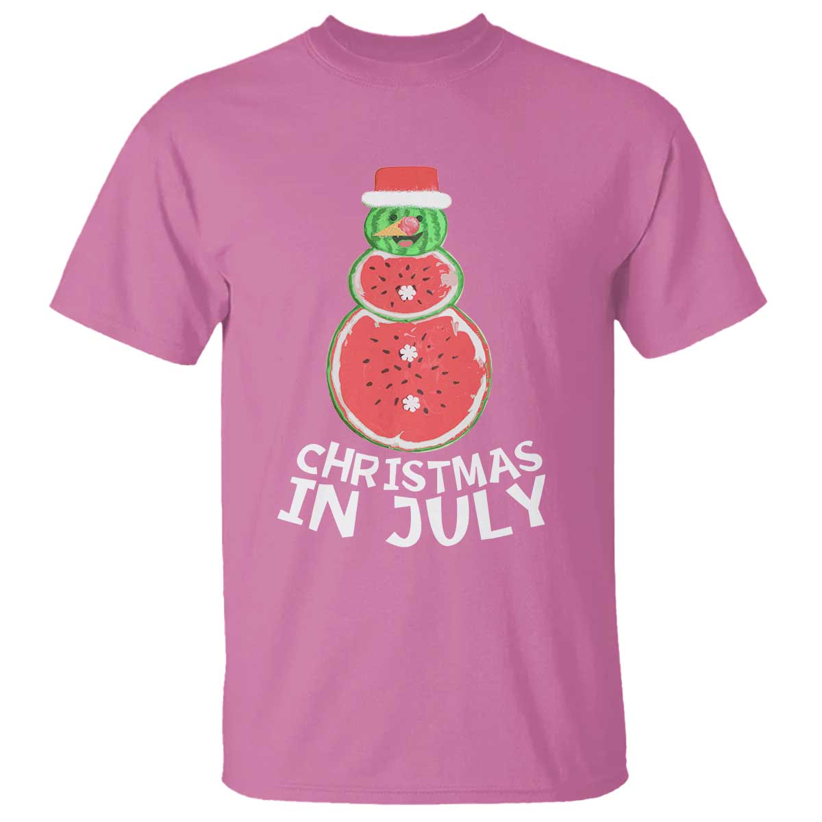 funny-christmas-in-july-watermelon-summer-snowman-t-shirt