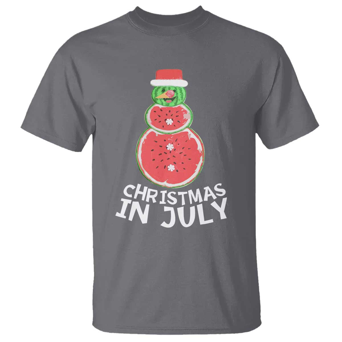 funny-christmas-in-july-watermelon-summer-snowman-t-shirt