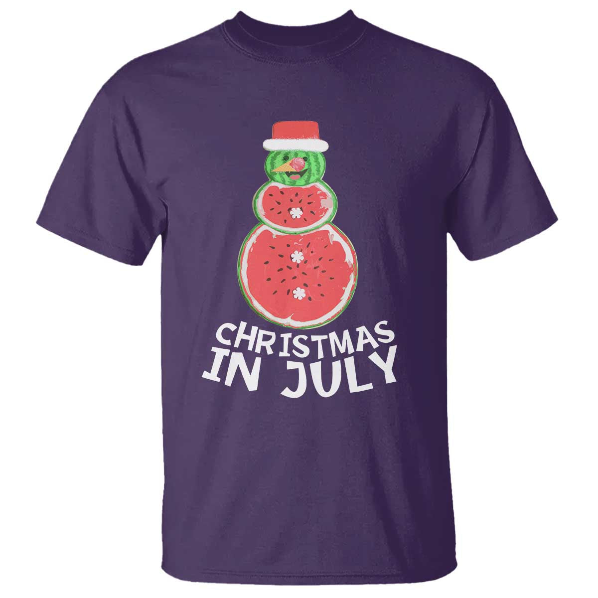 funny-christmas-in-july-watermelon-summer-snowman-t-shirt