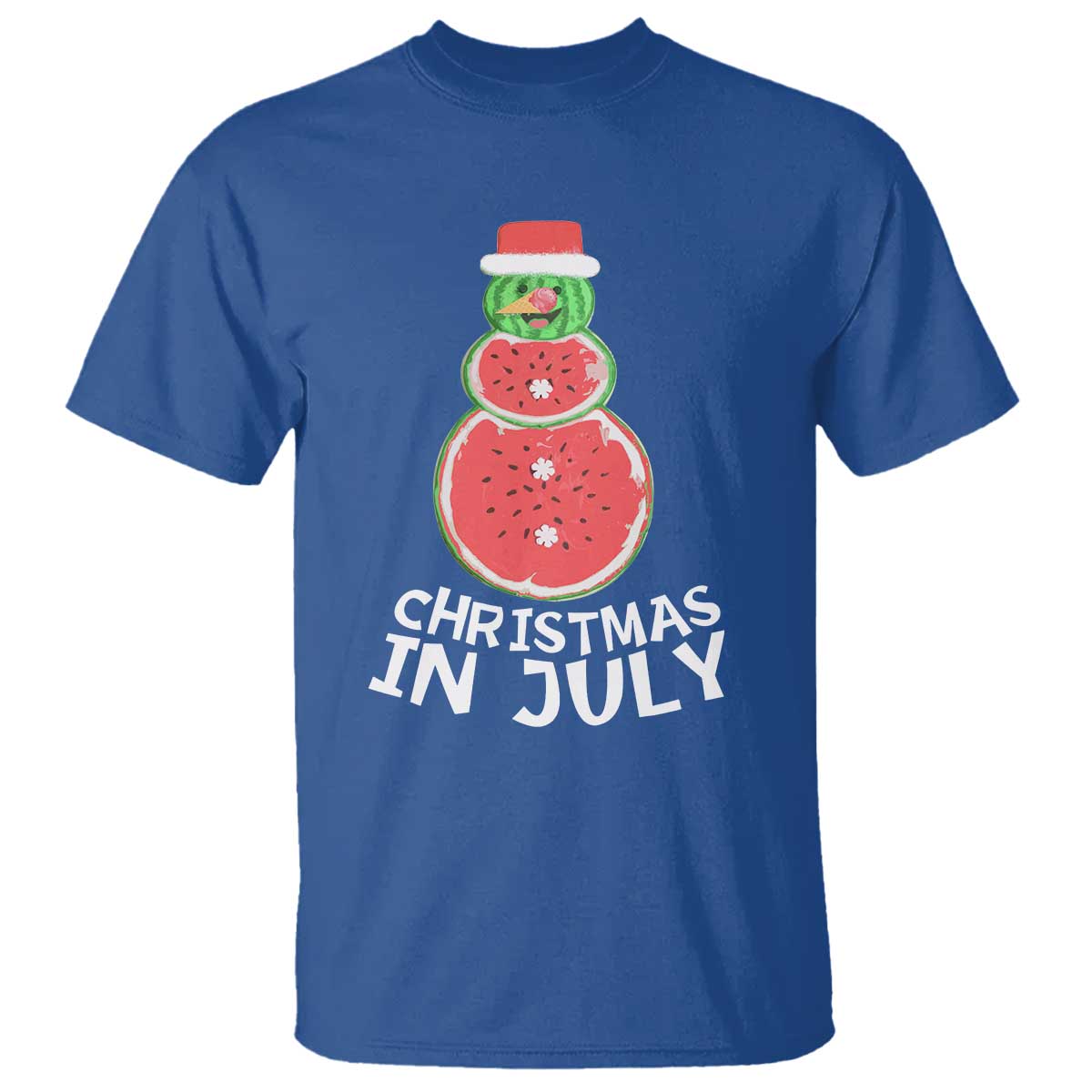 funny-christmas-in-july-watermelon-summer-snowman-t-shirt