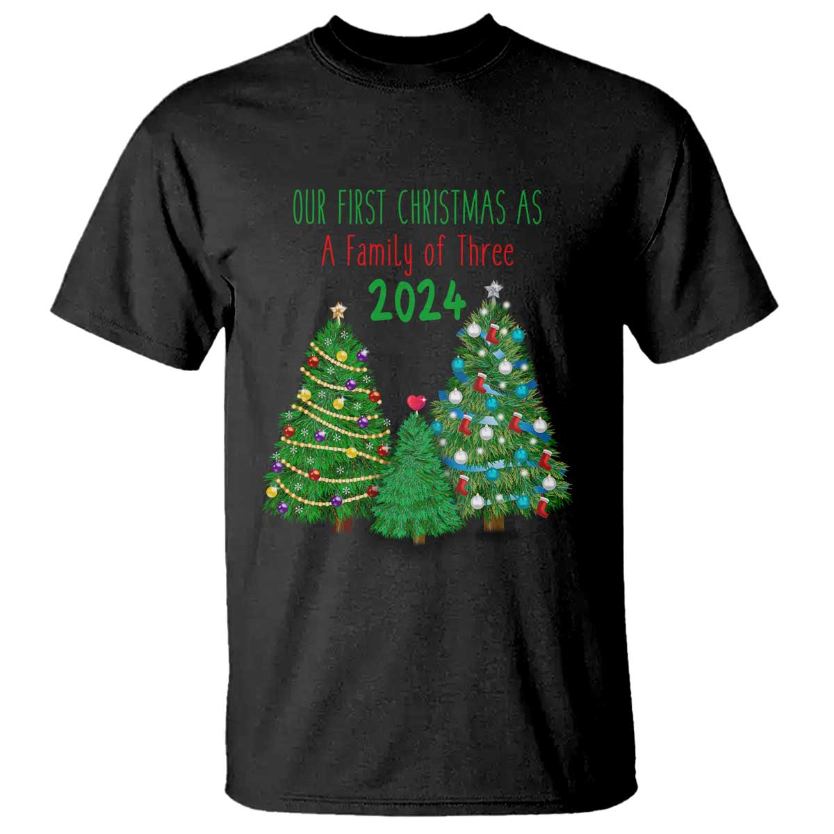 first-christmas-as-a-family-of-three-t-shirt