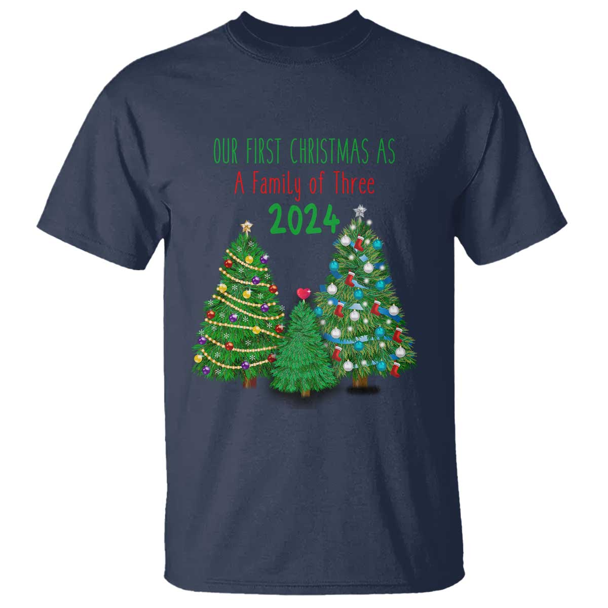 first-christmas-as-a-family-of-three-t-shirt