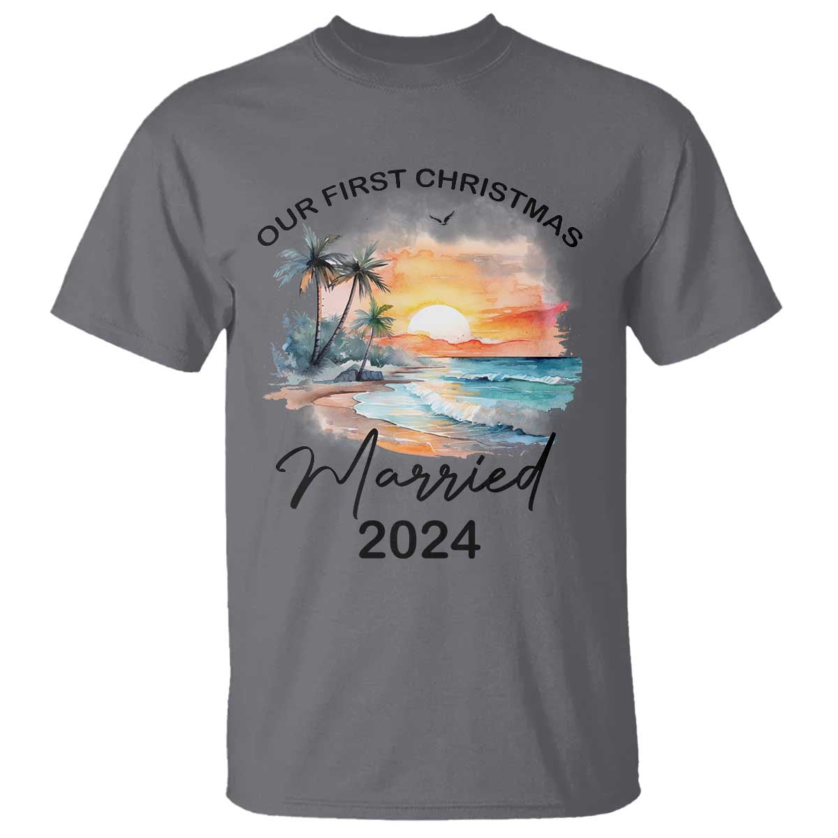 first-christmas-married-2024-couple-matching-t-shirt