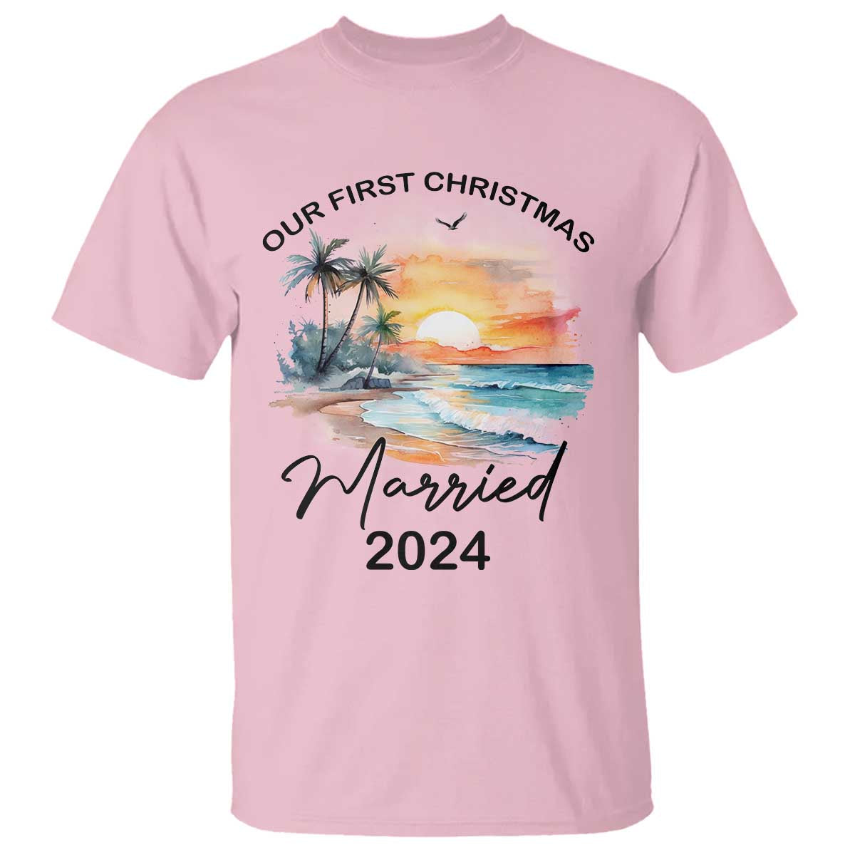 first-christmas-married-2024-couple-matching-t-shirt