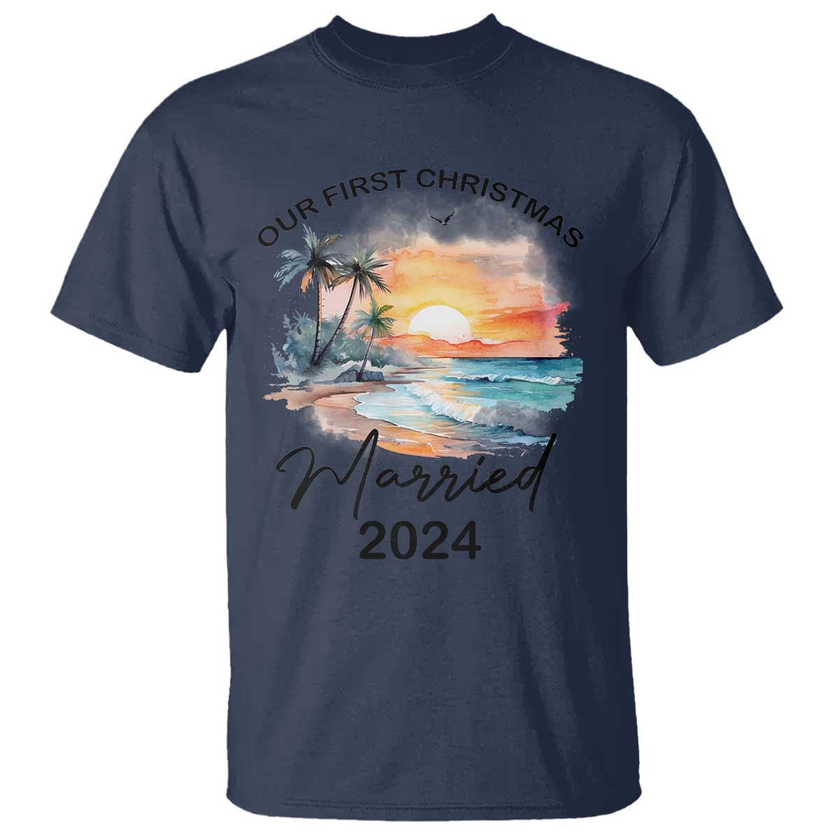 first-christmas-married-2024-couple-matching-t-shirt