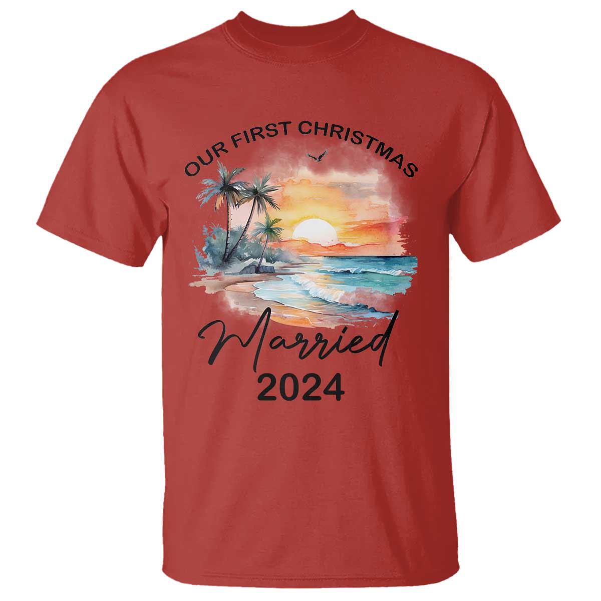 first-christmas-married-2024-couple-matching-t-shirt