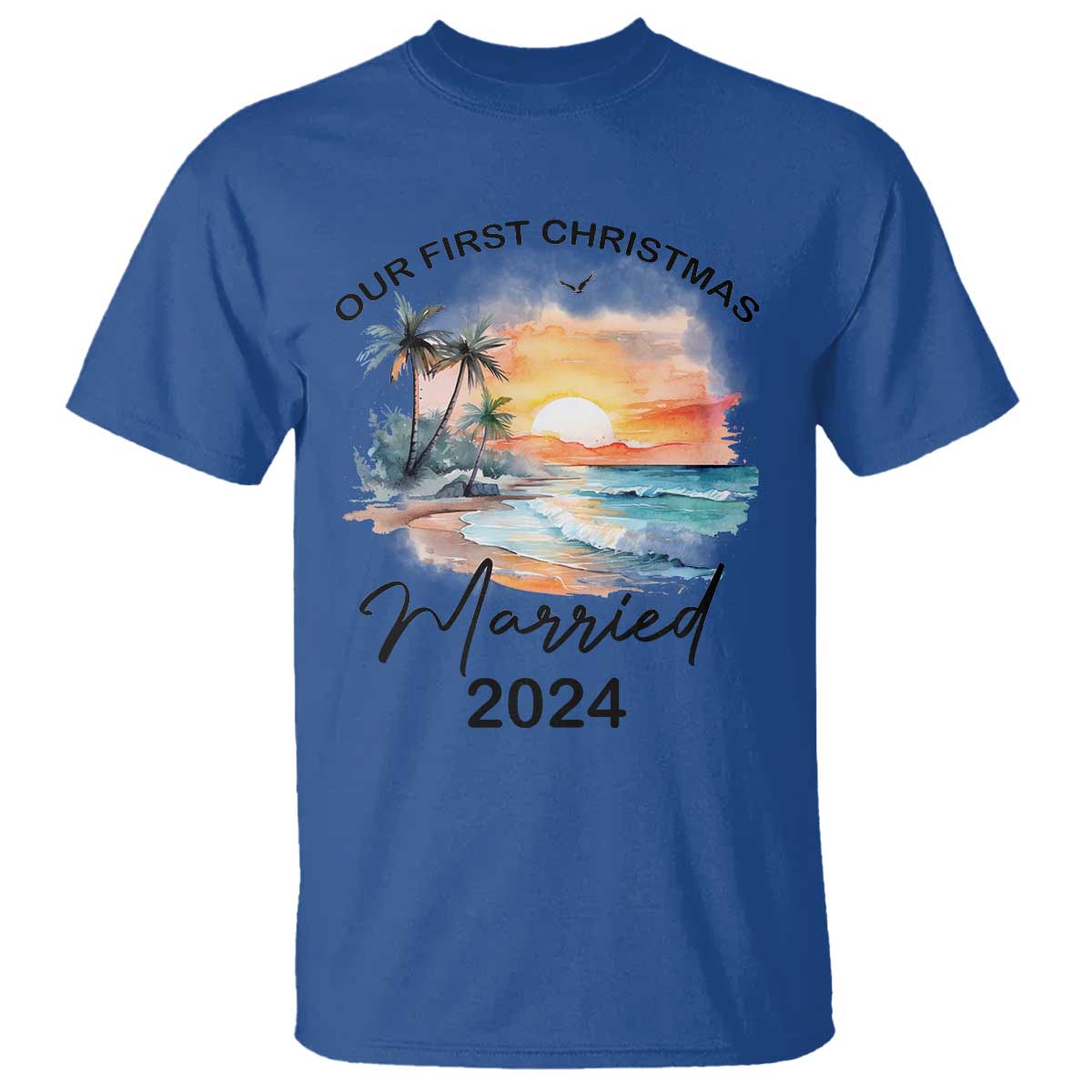 first-christmas-married-2024-couple-matching-t-shirt