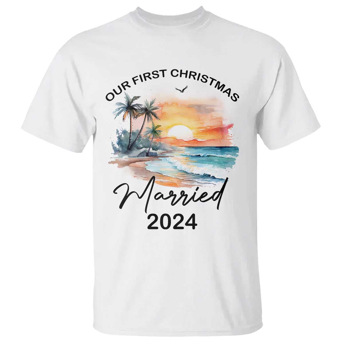 first-christmas-married-2024-couple-matching-t-shirt