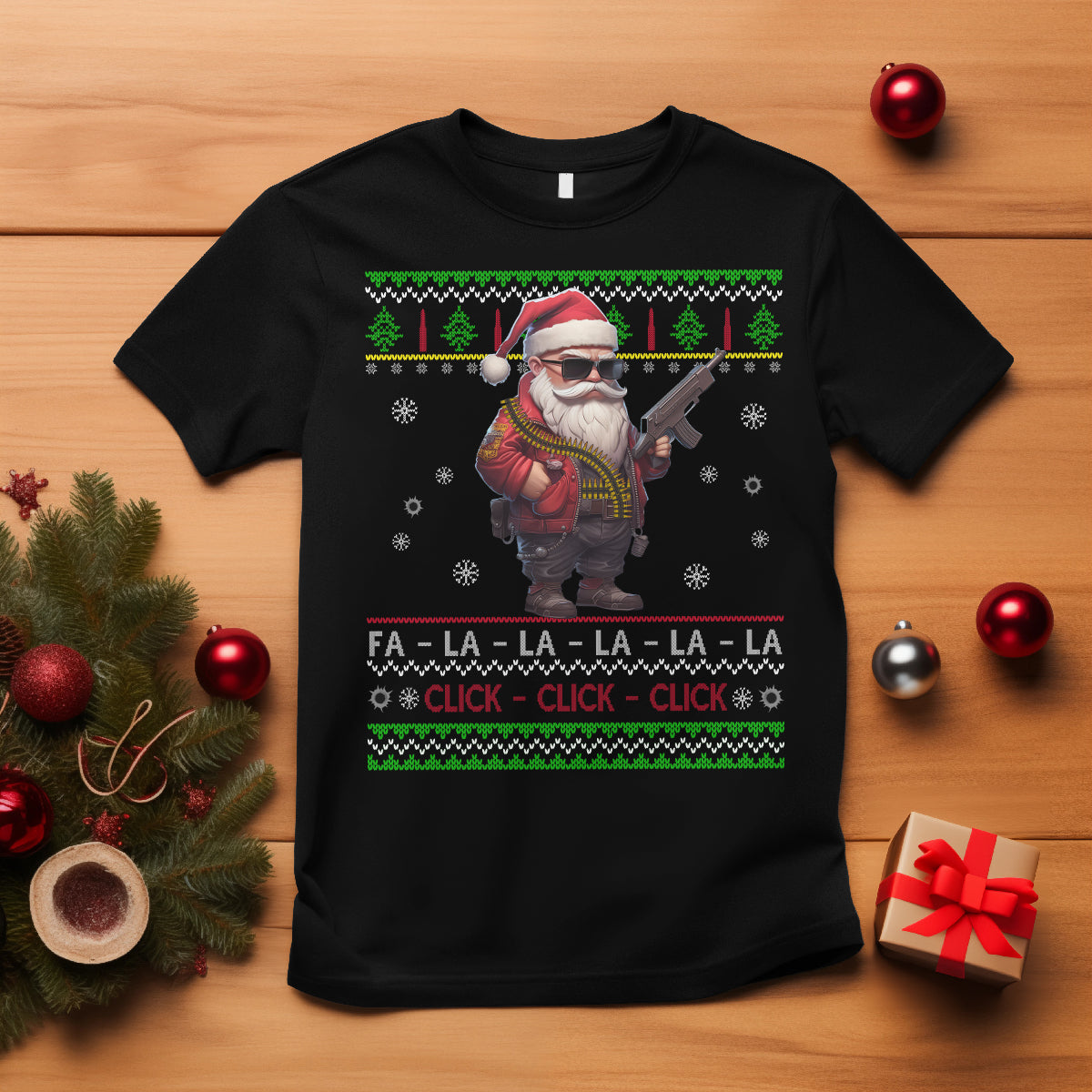 christmas-t-shirt-santa-claus-gun-click-click-sing-fa-la-la-la