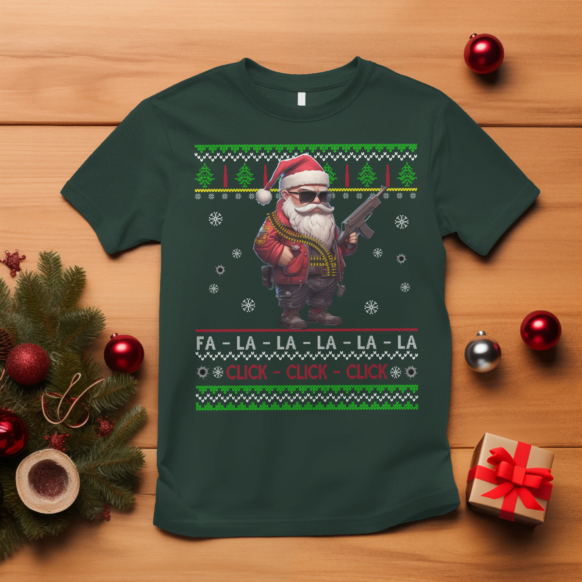 christmas-t-shirt-santa-claus-gun-click-click-sing-fa-la-la-la