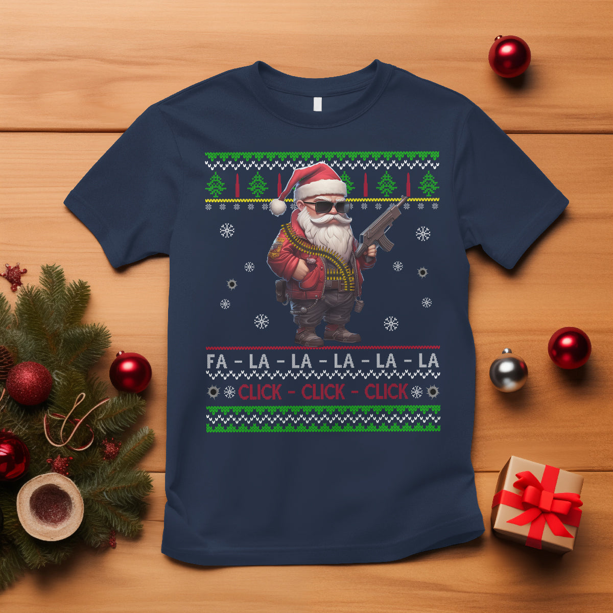 christmas-t-shirt-santa-claus-gun-click-click-sing-fa-la-la-la