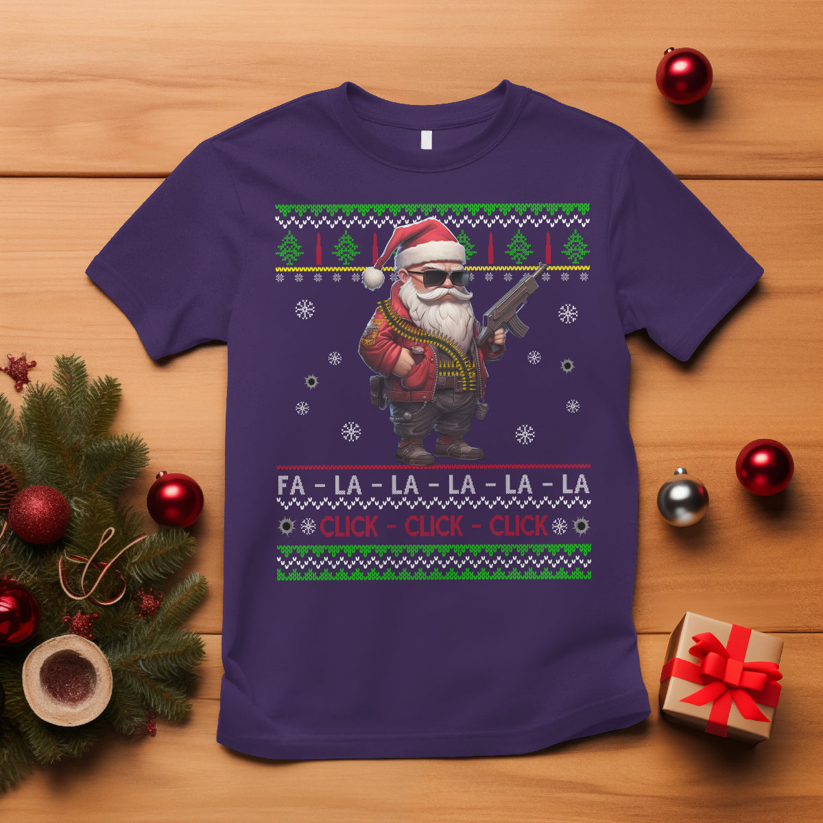 christmas-t-shirt-santa-claus-gun-click-click-sing-fa-la-la-la