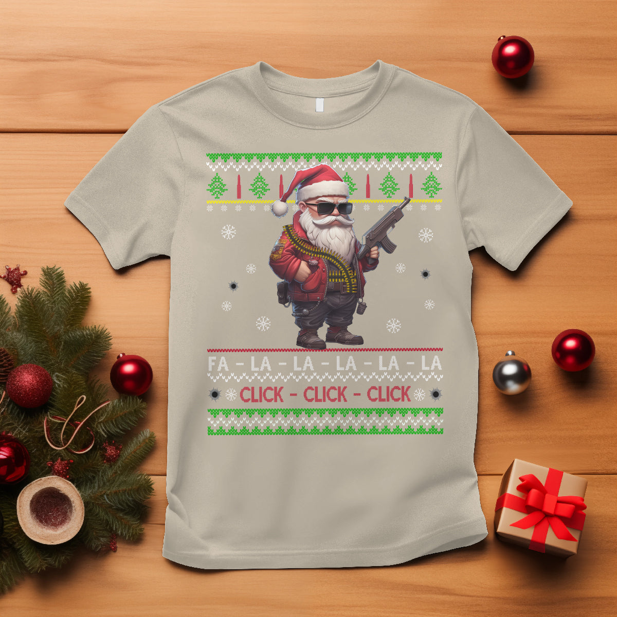 christmas-t-shirt-santa-claus-gun-click-click-sing-fa-la-la-la