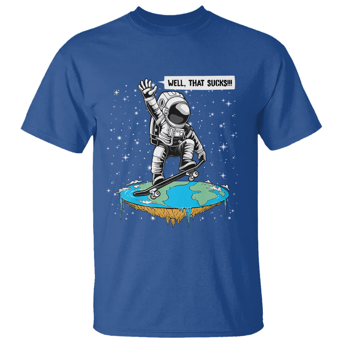 funny-outer-space-t-shirt-flat-earth-astronaut-well-that-sucks