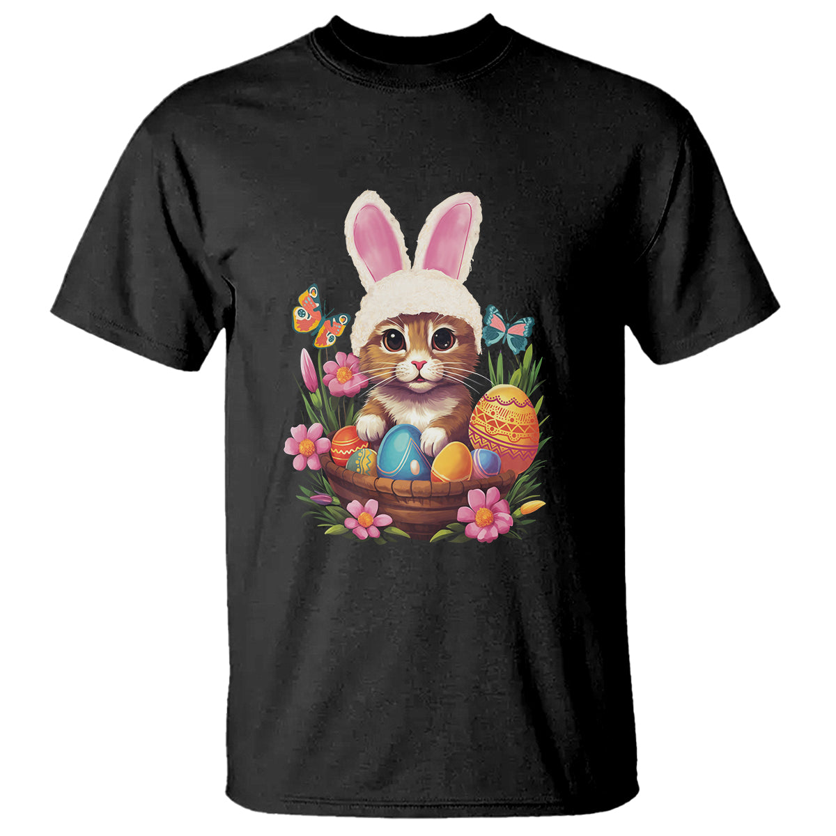 easter-day-t-shirt-cute-bunny-cat-lover-eggs-basket