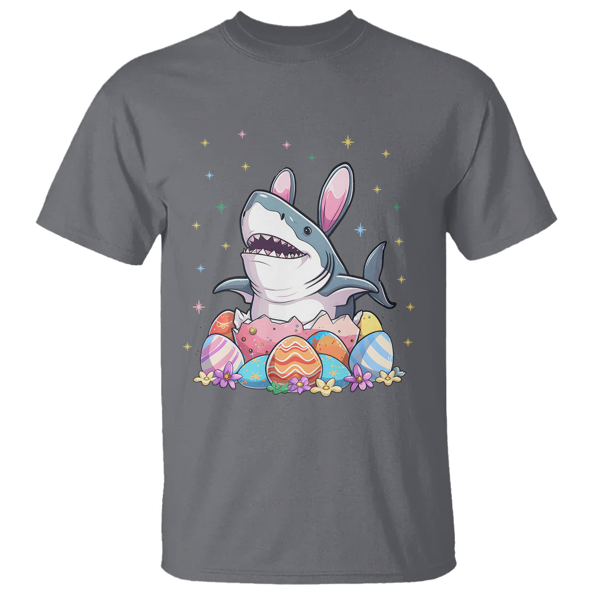easter-day-cute-bunny-shark-egg-basket-t-shirt
