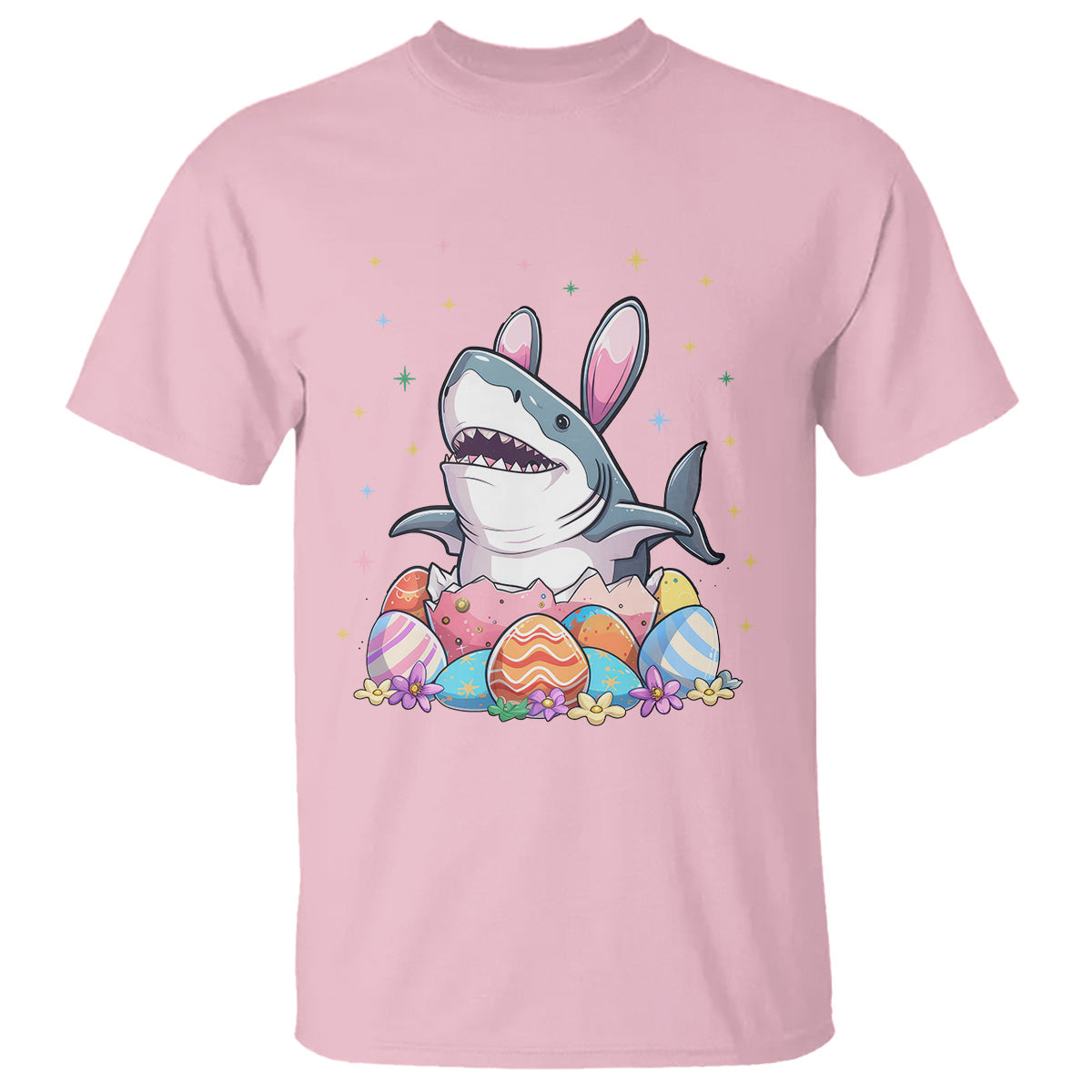 easter-day-cute-bunny-shark-egg-basket-t-shirt