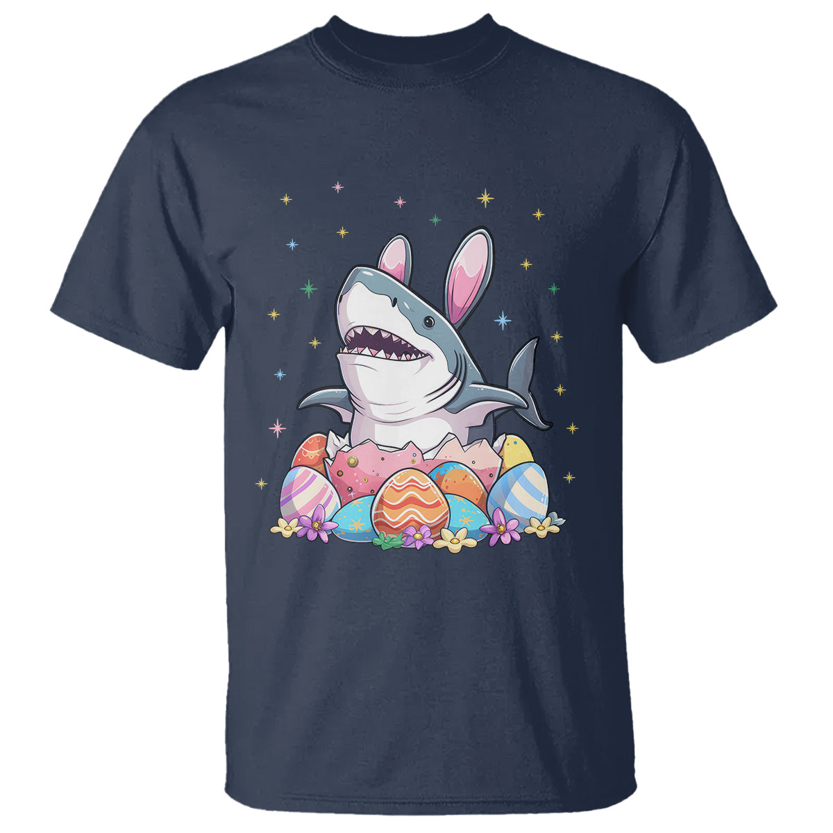 easter-day-cute-bunny-shark-egg-basket-t-shirt