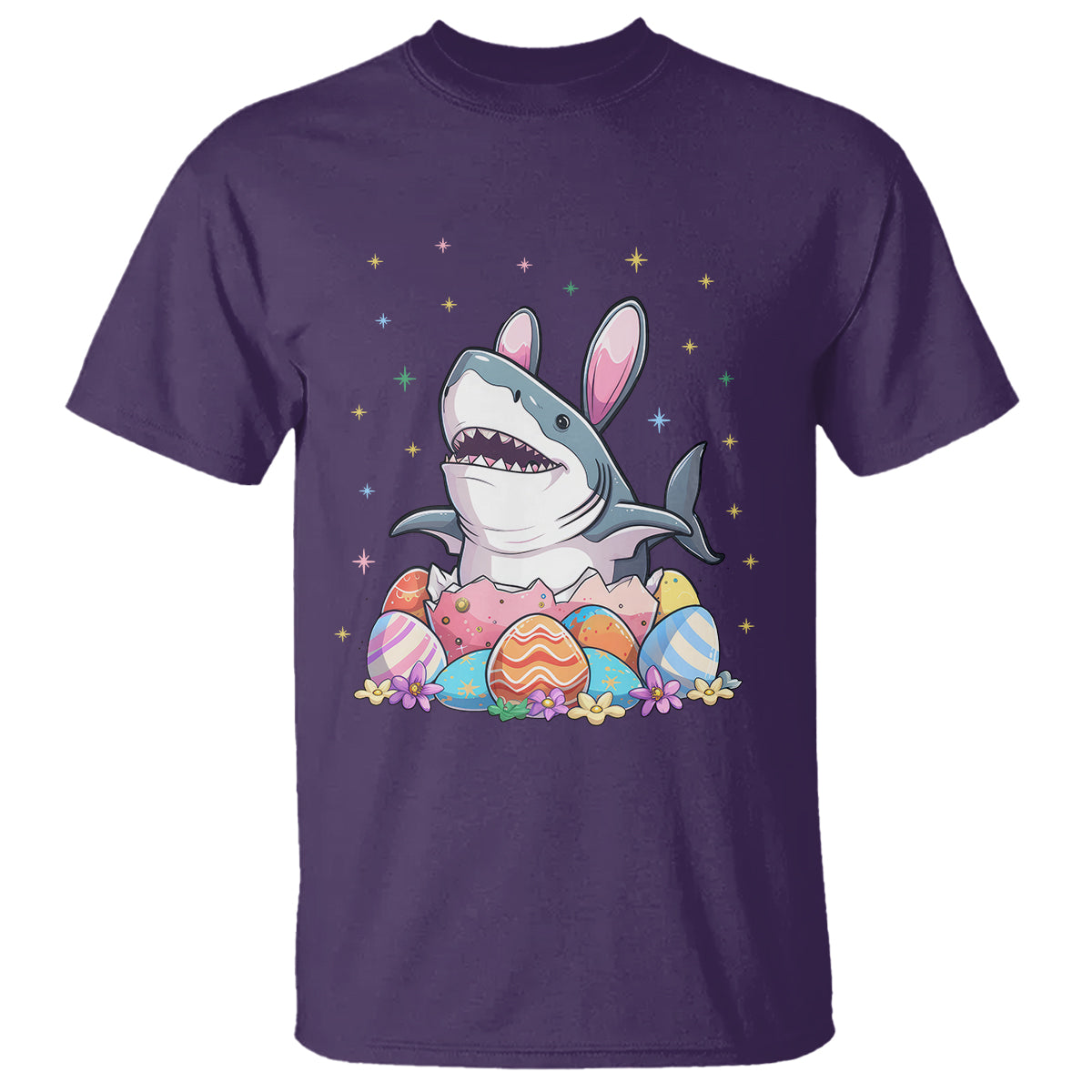 easter-day-cute-bunny-shark-egg-basket-t-shirt