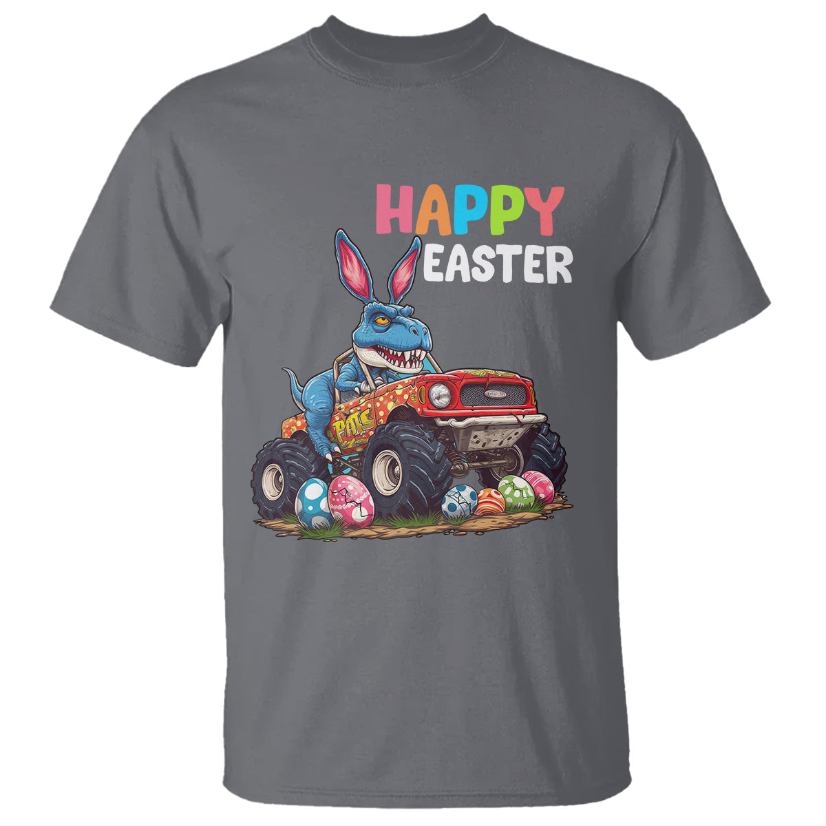 happy-easter-day-t-shirt-bunny-dinosaur-riding-monster-truck-hunting-egg