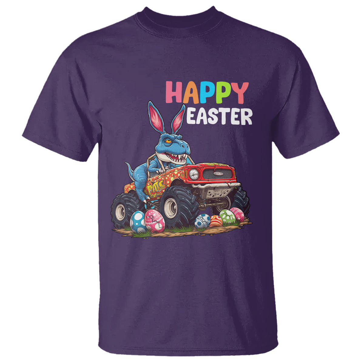 happy-easter-day-t-shirt-bunny-dinosaur-riding-monster-truck-hunting-egg
