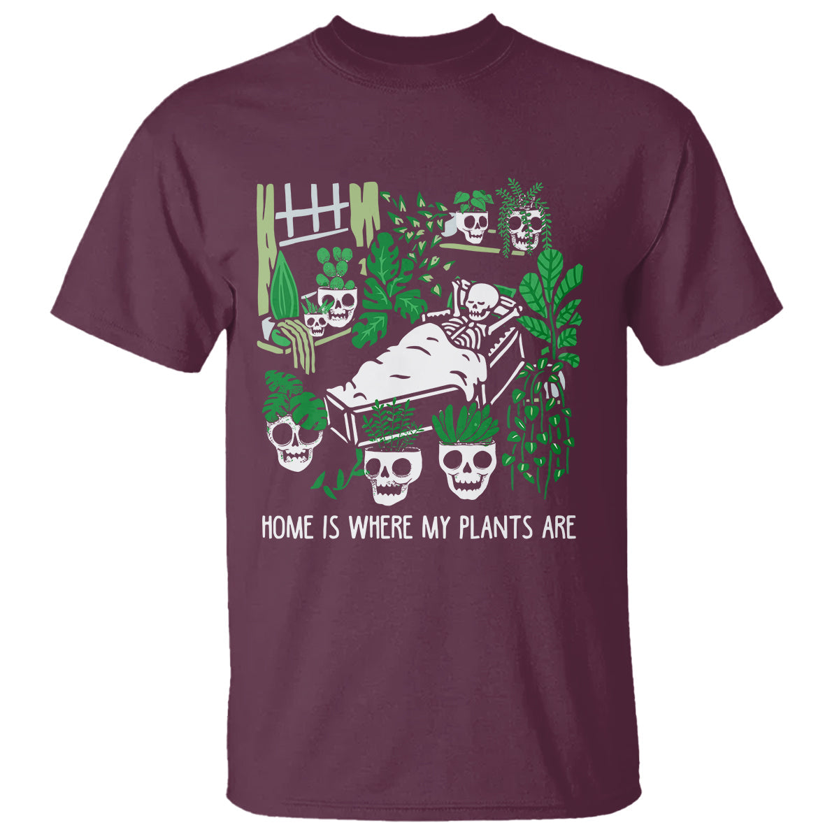 home-is-where-my-plants-are-garden-skeleton-t-shirt