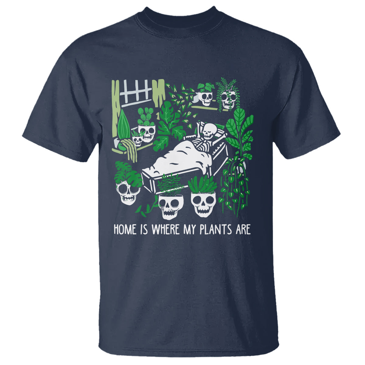 home-is-where-my-plants-are-garden-skeleton-t-shirt