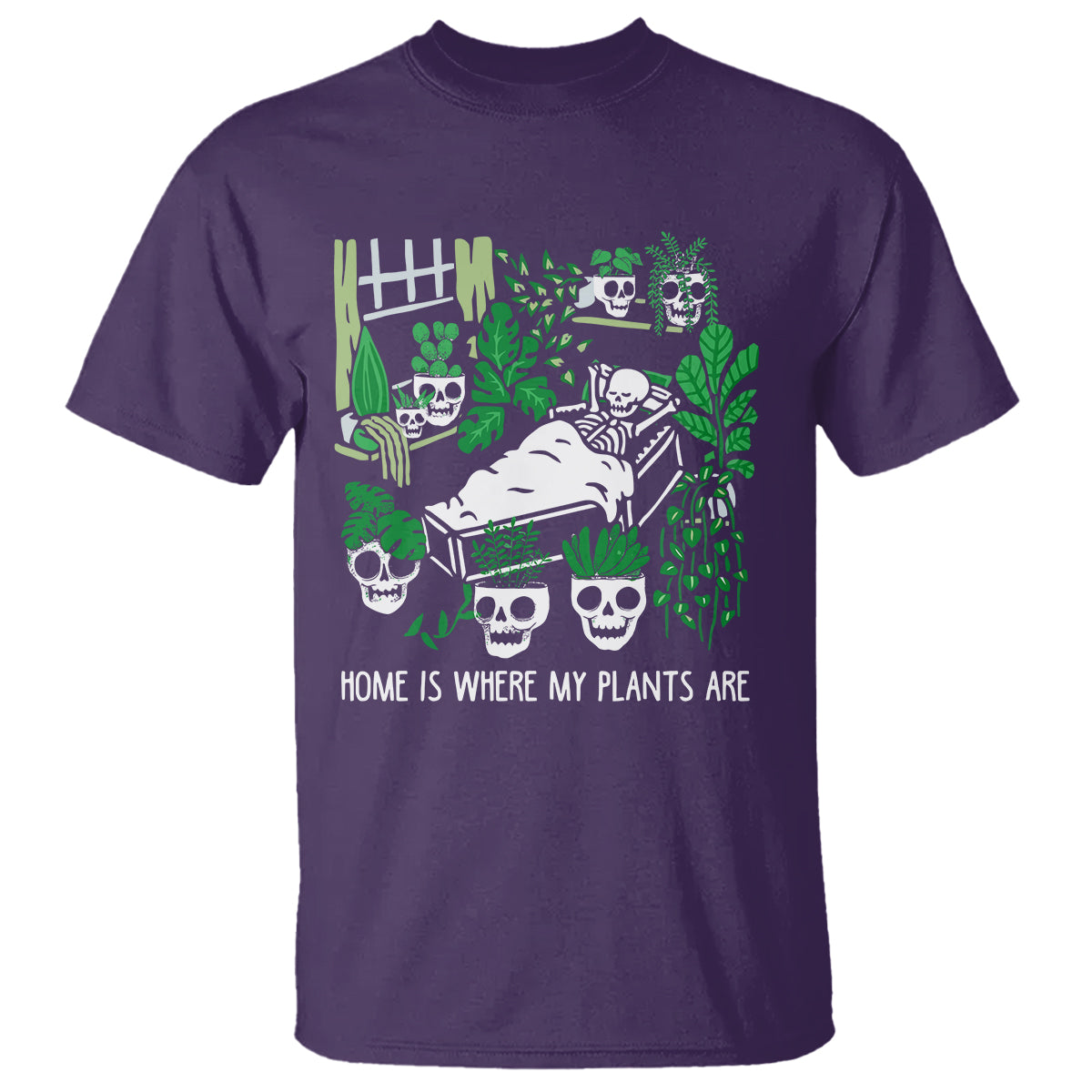 home-is-where-my-plants-are-garden-skeleton-t-shirt