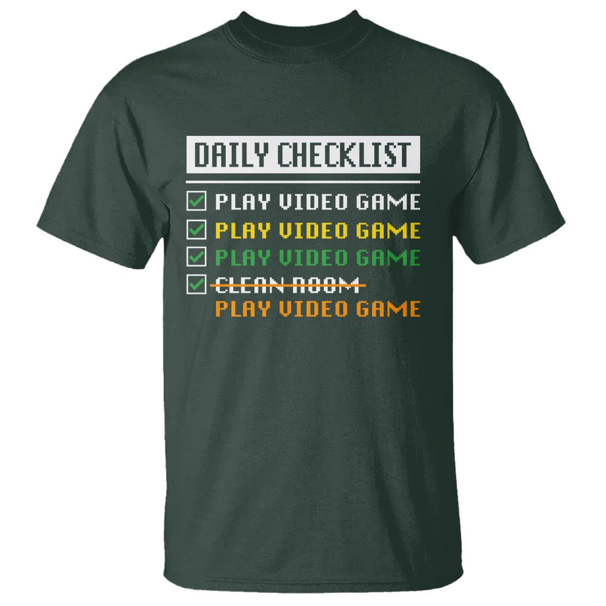 gamer-t-shirt-daily-checklist-play-video-game