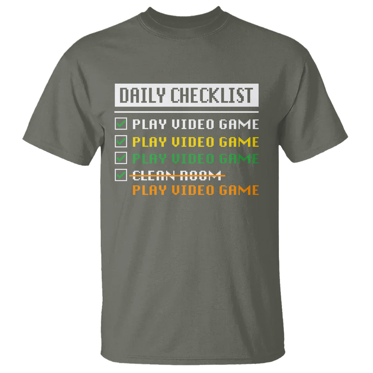 gamer-t-shirt-daily-checklist-play-video-game