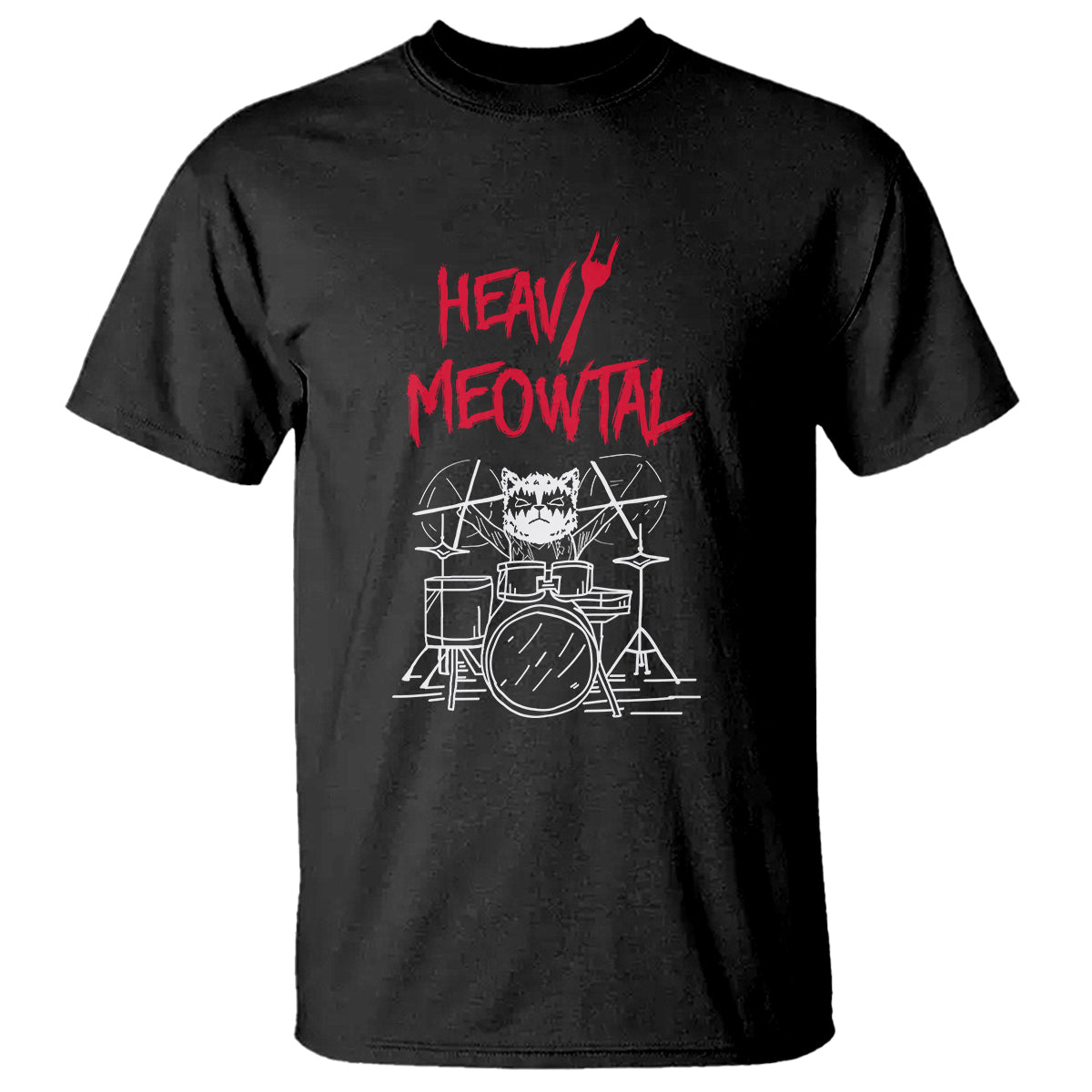 heavy-metal-t-shirt-cat-drummer-meowtal-rock-drum-band