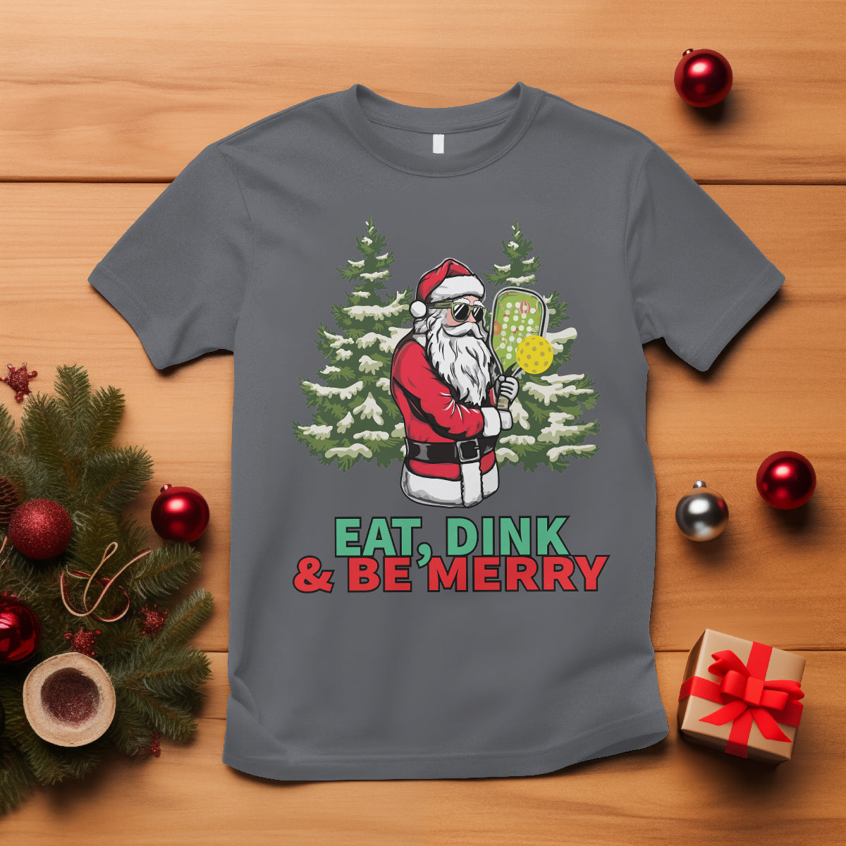 christmas-sport-t-shirt-eat-dink-be-merry-santa-claus-pickleball